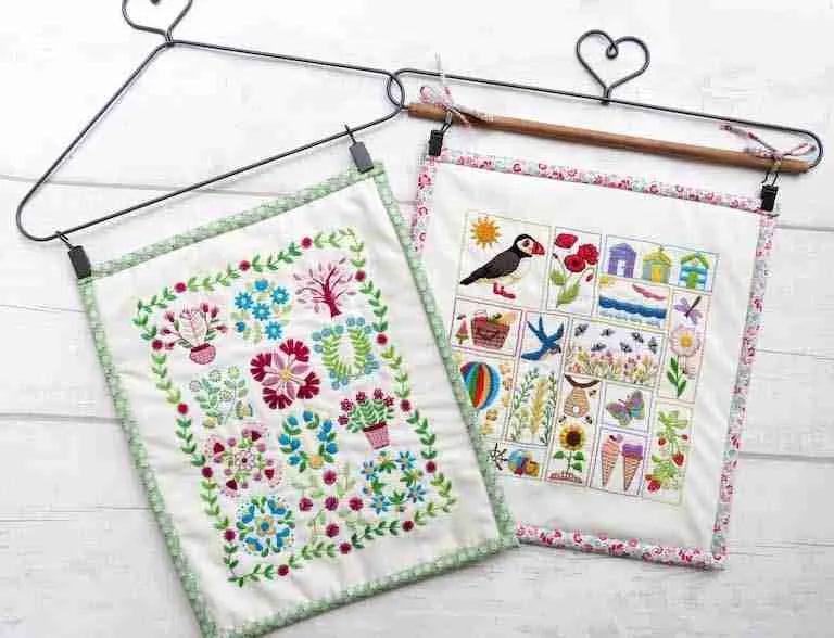 How to make a beautiful wall hanging from your completed embroidery - StitchDoodles