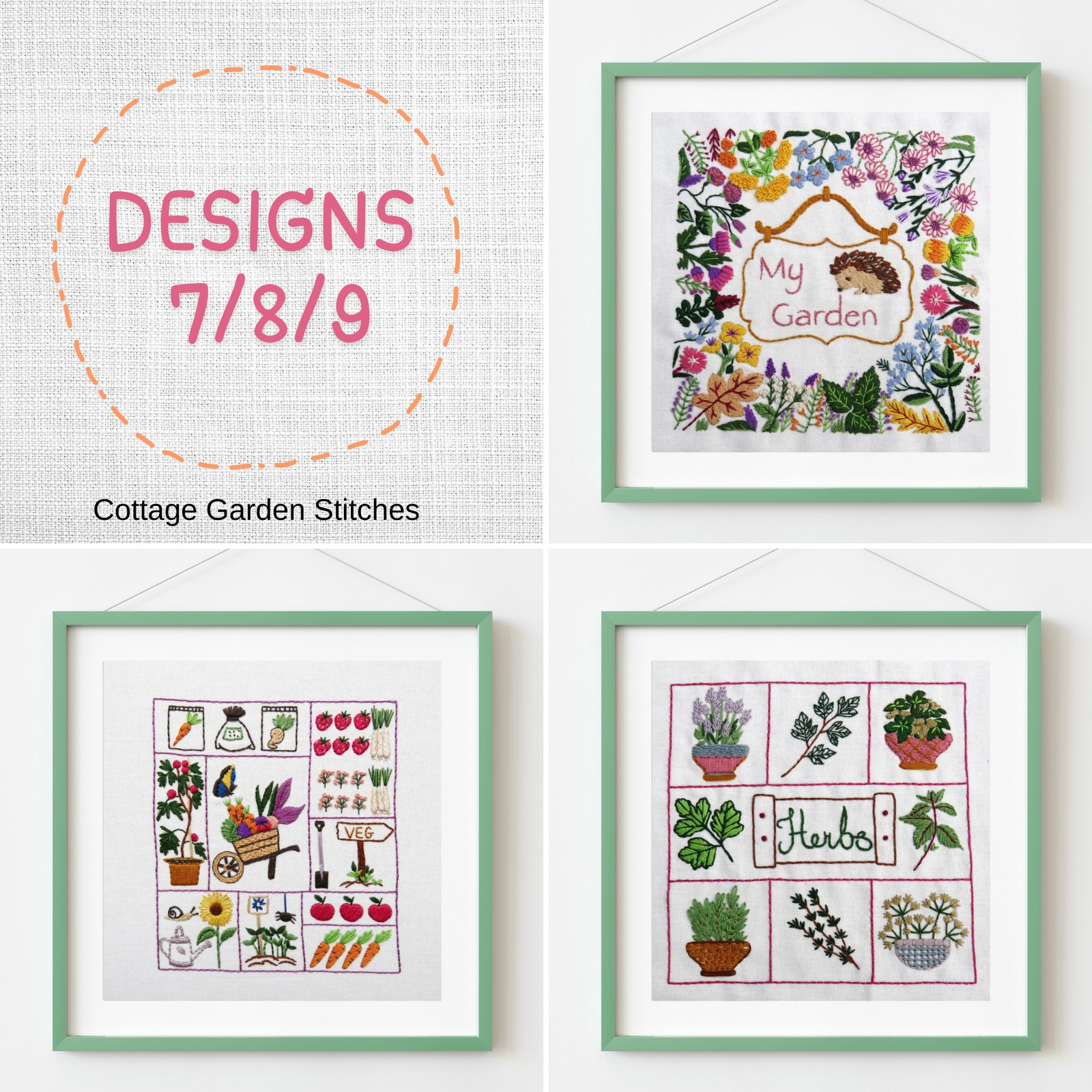 Cottage Garden Embroidery Designs 7/8/9