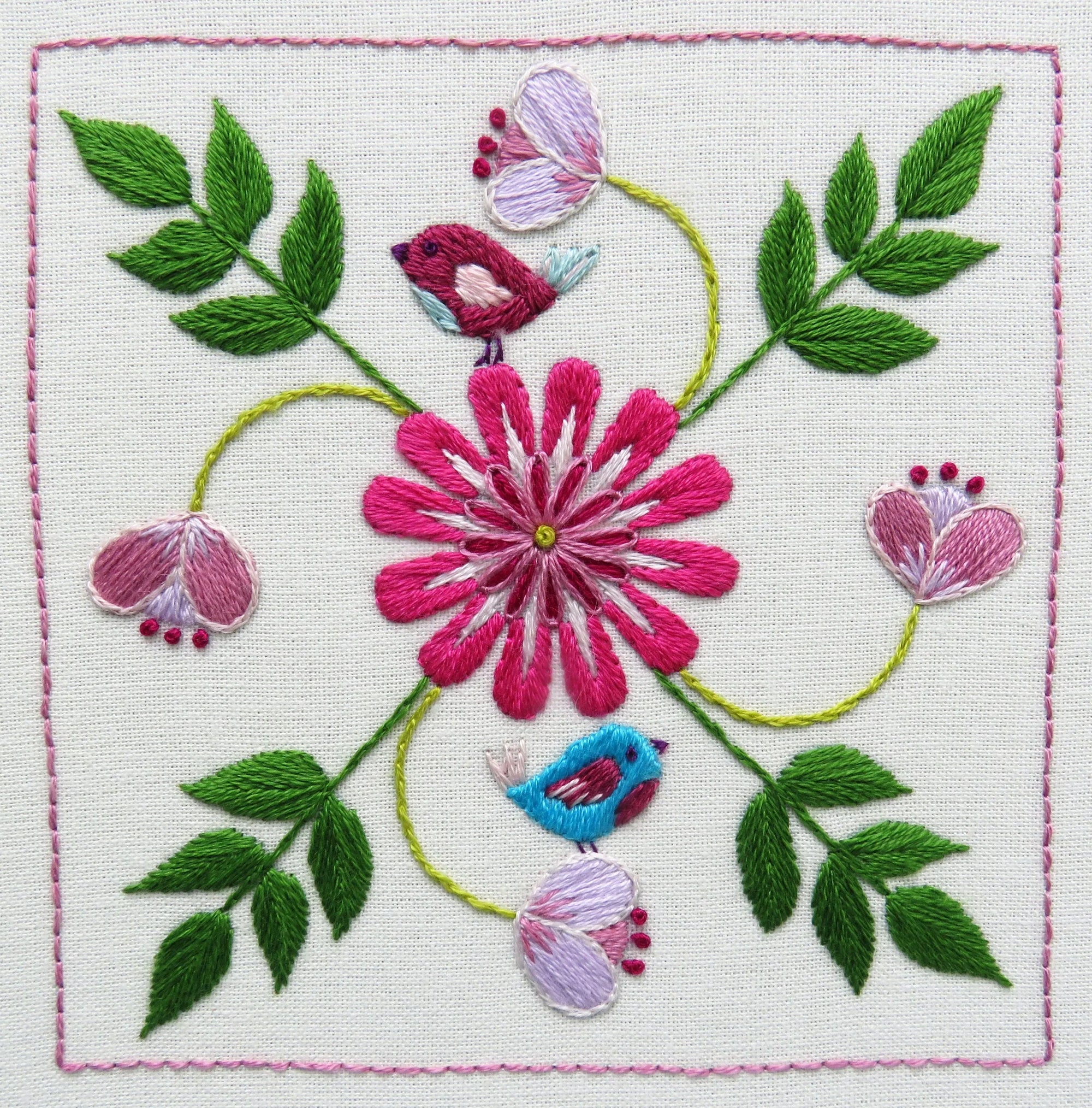 Botanical Bliss Design 11 Hand Embroidery Pre-Printed Fabric and PDF Pattern