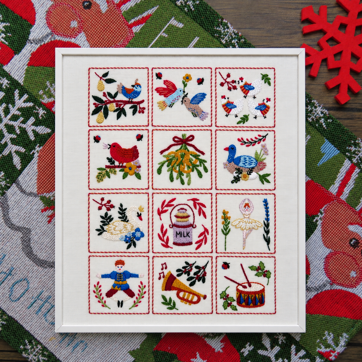 Twelve Days of Christmas Hand Embroider