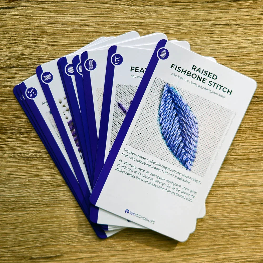 Set of cards with text and images on a wooden surface