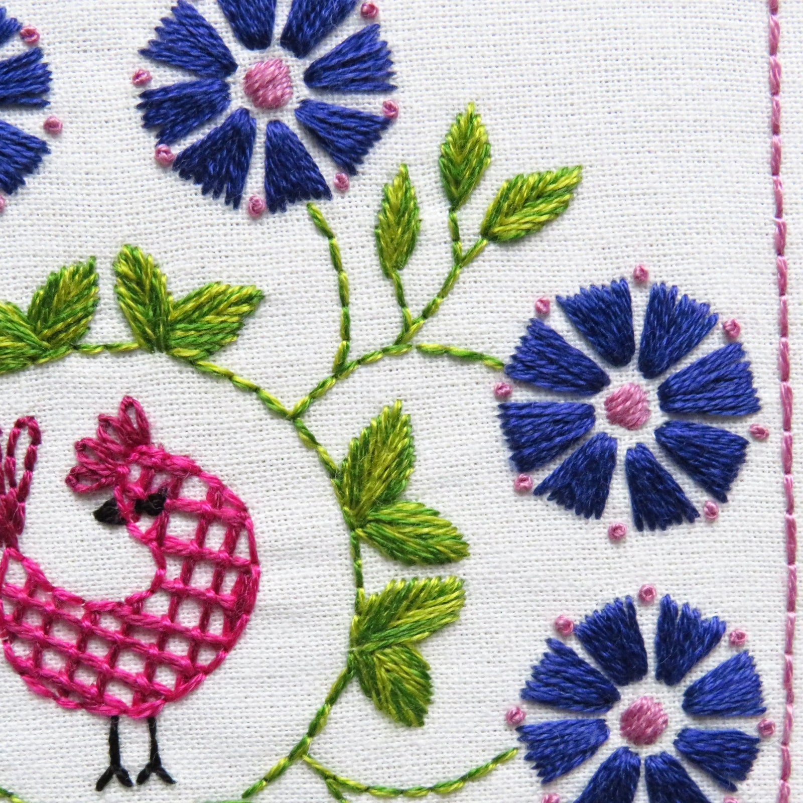 Botanical Bliss Hand Embroidery Design 6 Pre Printed Fabric + Pattern