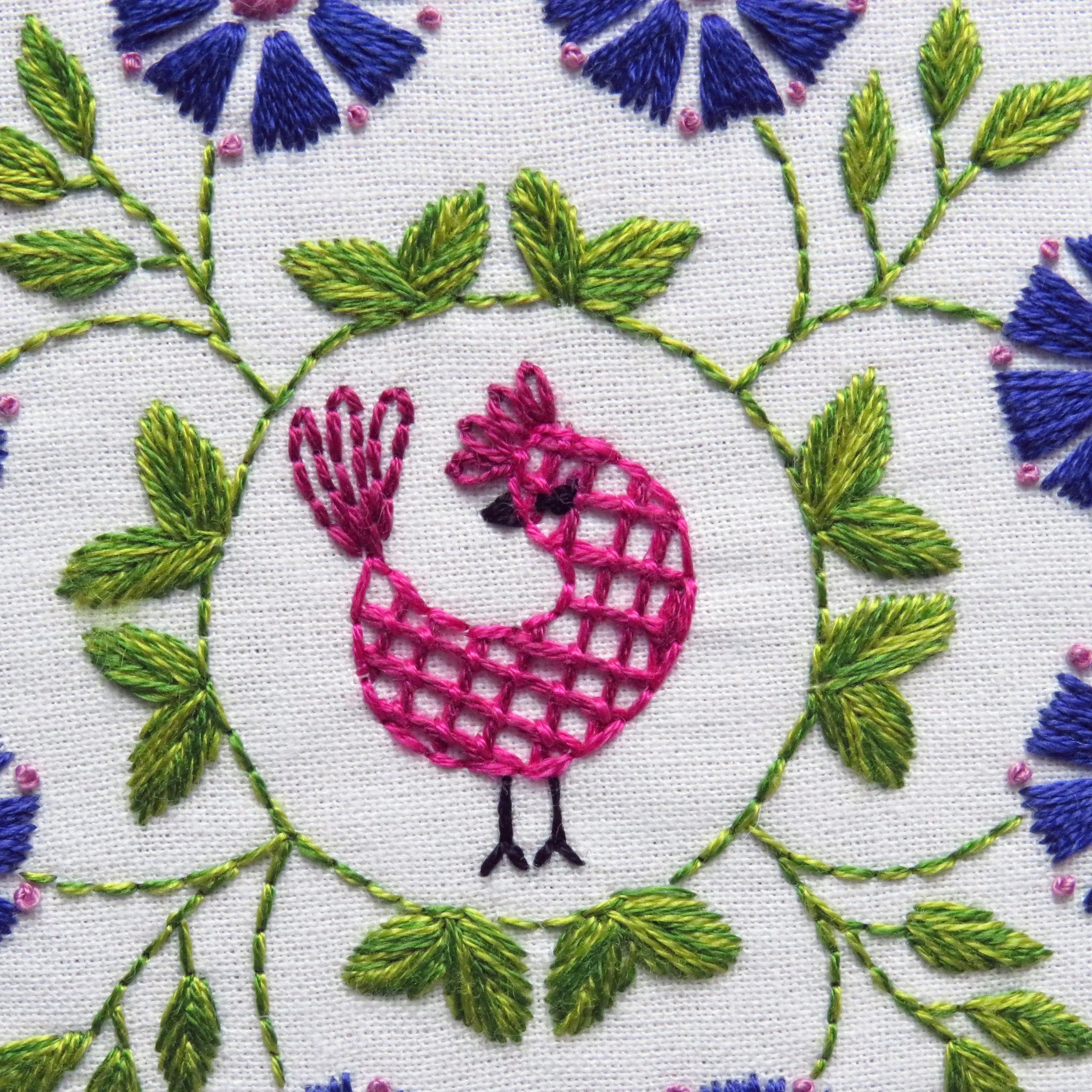 Botanical Bliss Hand Embroidery Design 6 Pre Printed Fabric + Pattern