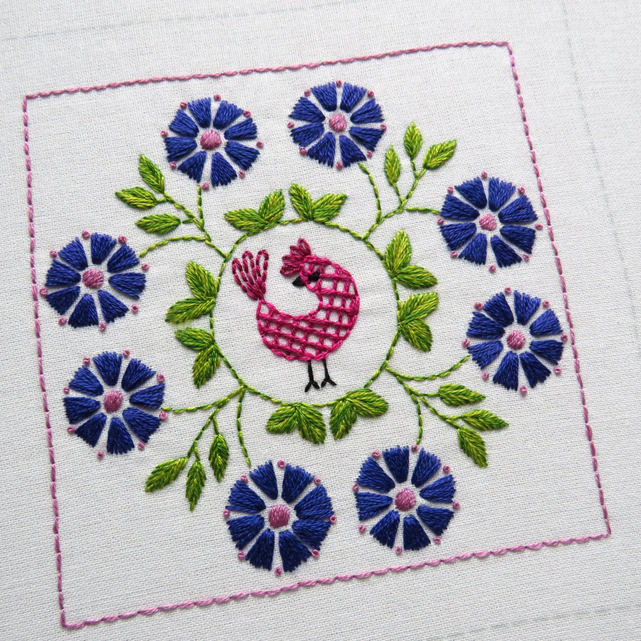 Botanical Bliss Hand Embroidery Design 6 Pre Printed Fabric + Pattern