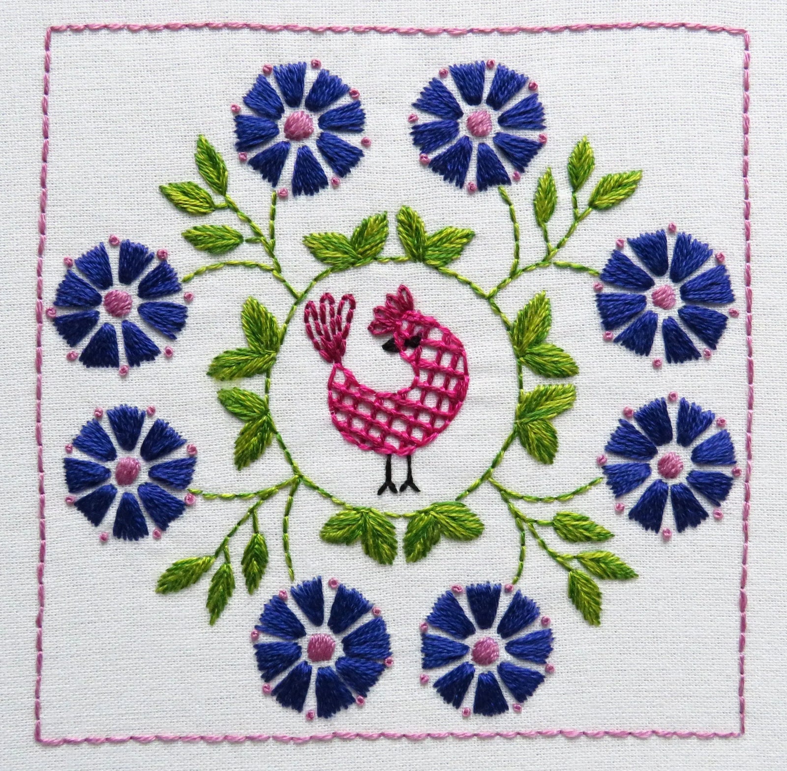 Botanical Bliss Design 6 Hand Embroidery Pre-Printed Fabric and PDF Pattern