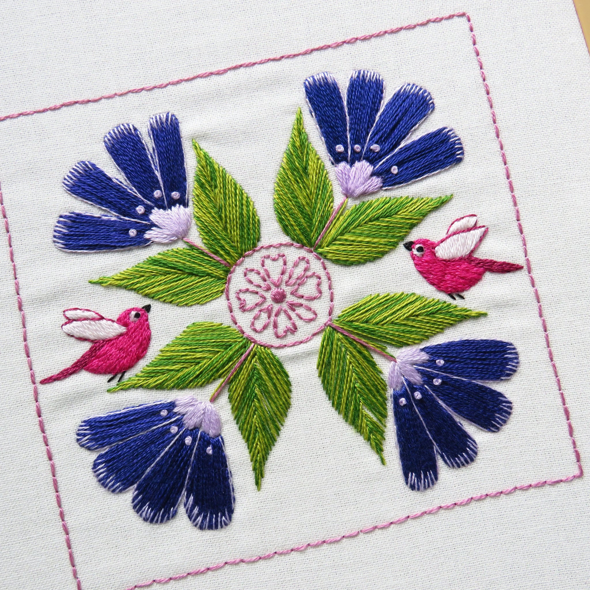 Botanical Bliss Design 10 Hand Embroidery Pre-Printed Fabric and PDF Pattern