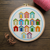 Beach Huts,&nbsp;Pre Printed Embroidery Fabric Pattern