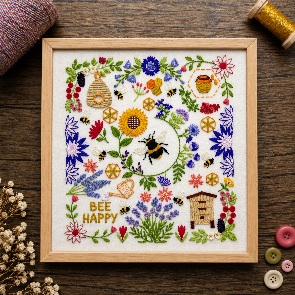 Bees and Blossoms Hand Embroidery