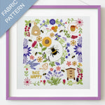 Bees and Blossoms Pre Printed Fabric Panel