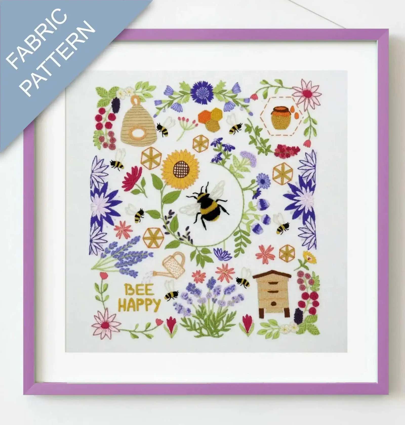 Bees and Blossoms Pre Printed Fabric Panel
