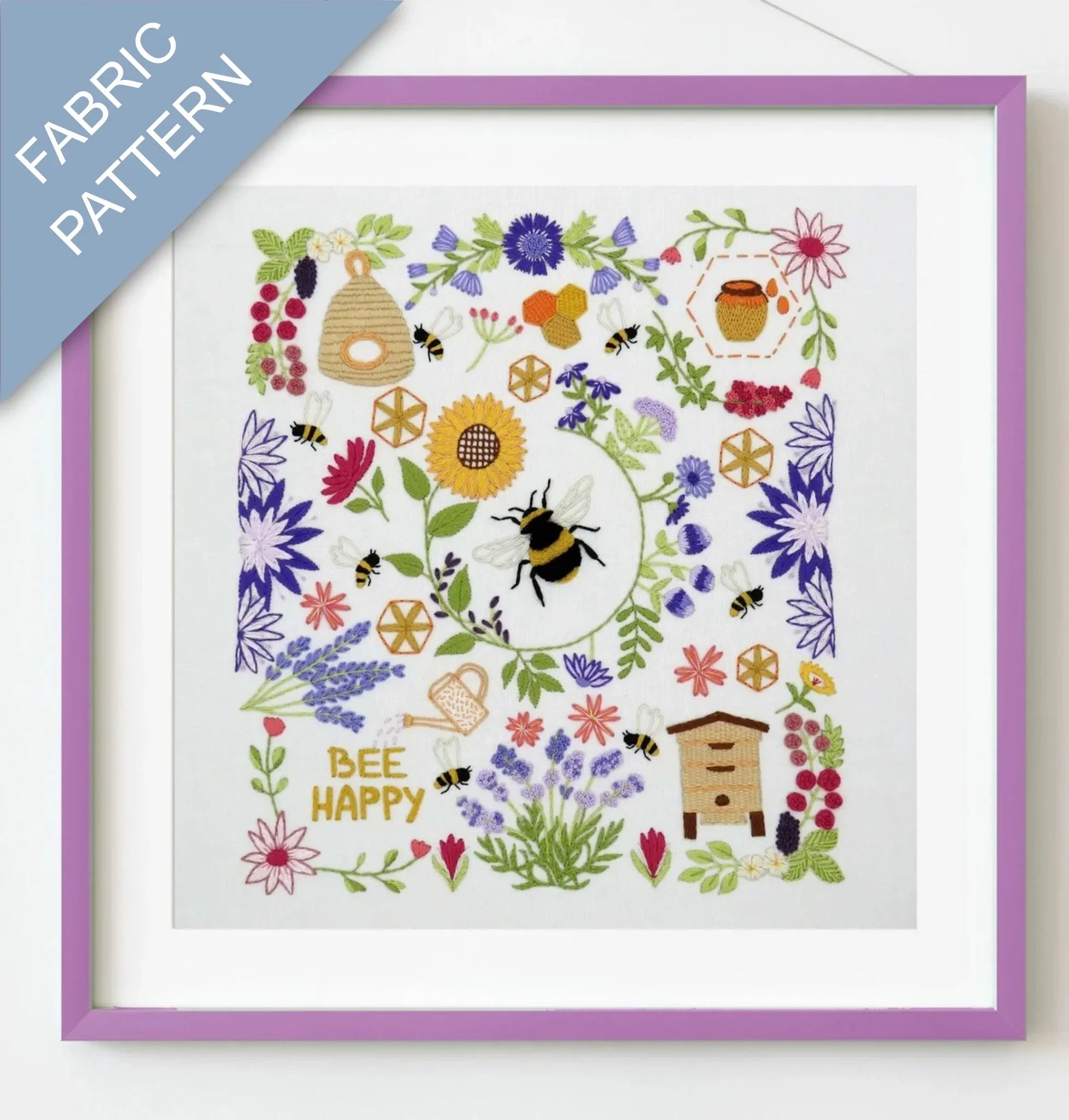 Bees and Blossoms Pre Printed Fabric Panel
