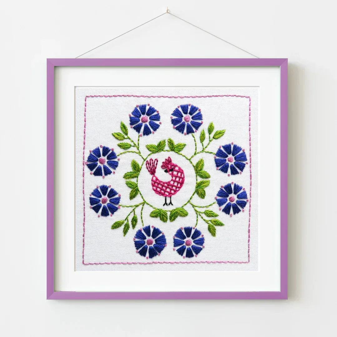 Botanical Bliss Hand Embroidery Design 6 Pre Printed Fabric + Pattern