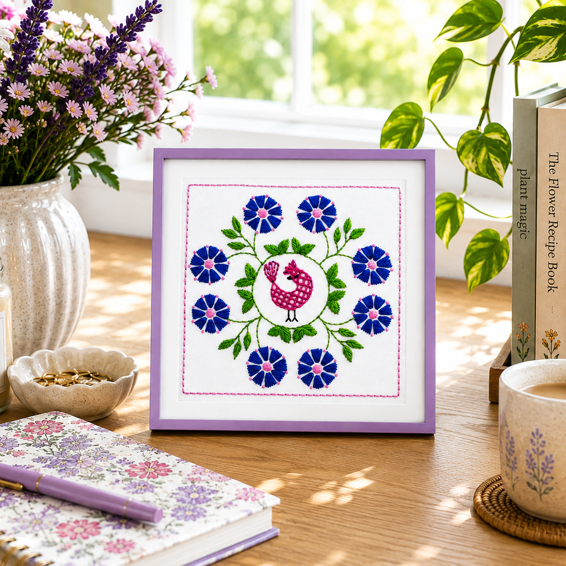 botanical flower hand embroidery kit pattern