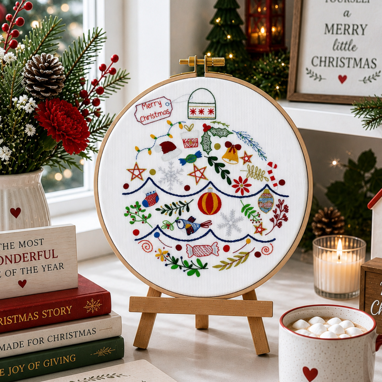 christmas hand embroidery design pattern 