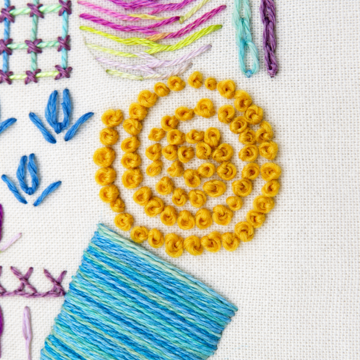 Card Deck Hand Embroidery Sampler Pre Printed Fabric | Learn 50 Embroidery Stitches
