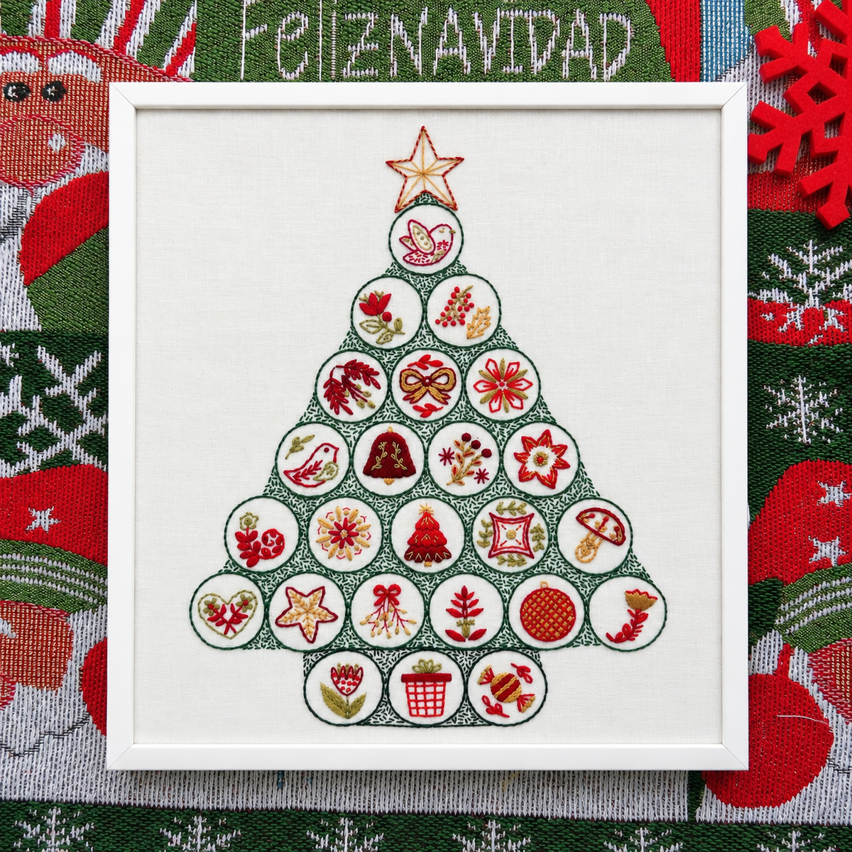 Christmas Tree Advent Calendar Hand Embroidery