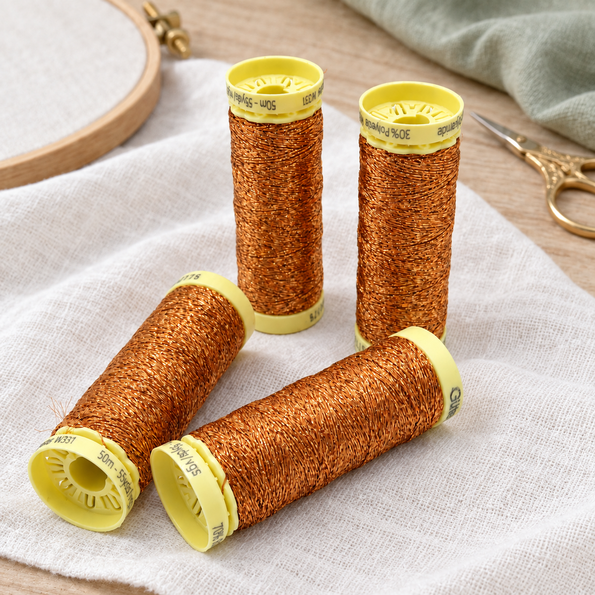Gutermann Metallic Effect Thread 50m Gold Col. 036