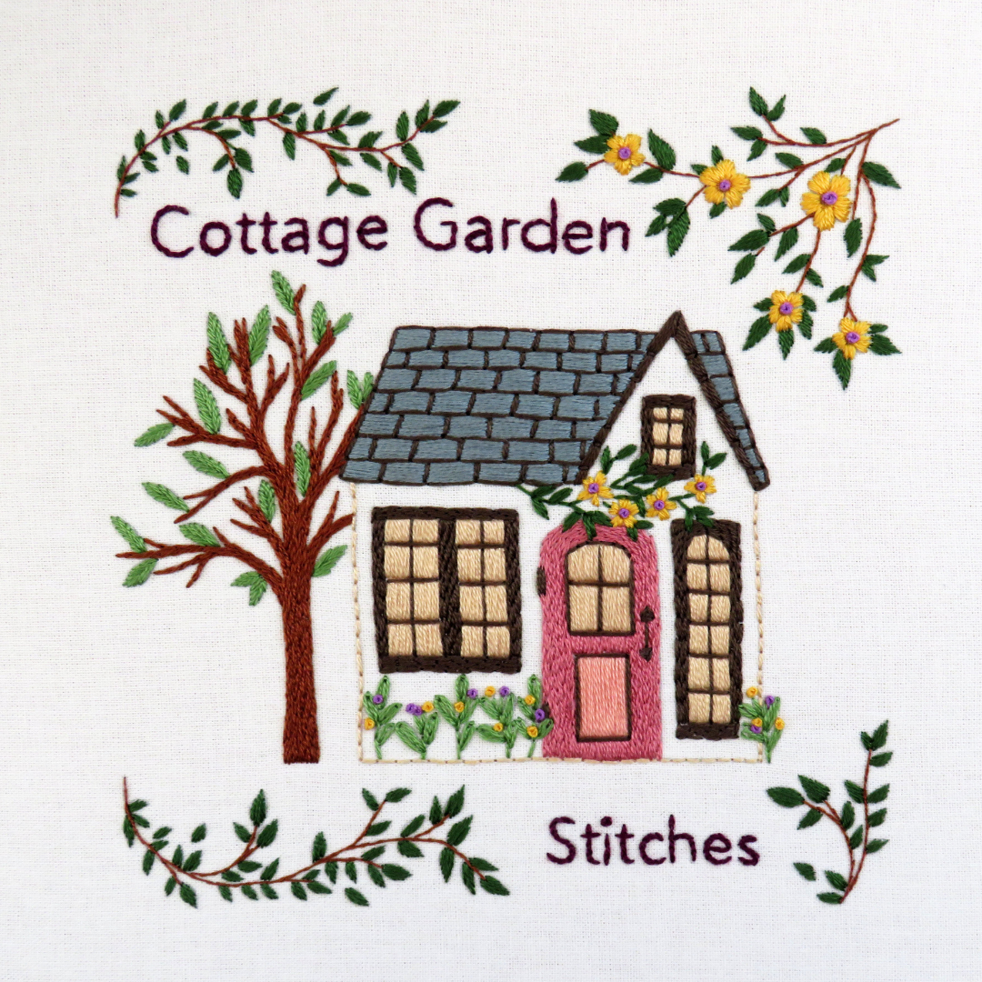 The Cottage Hand Embroidery Pre-Printed Fabric and PDF Pattern