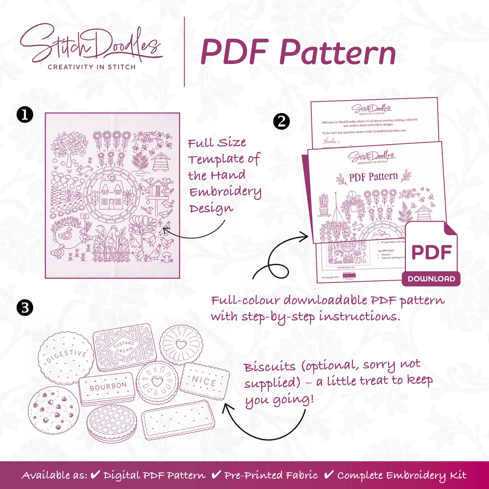 Hand Embroidery Stitch Sampler Pattern PDF, Learn 50 Embroidery Stitches, Downloadable Beginner