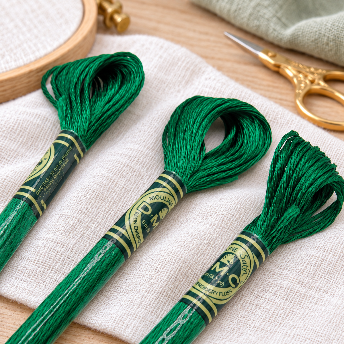 DMC MOULINE Satin Green Thread 8m Col. S909