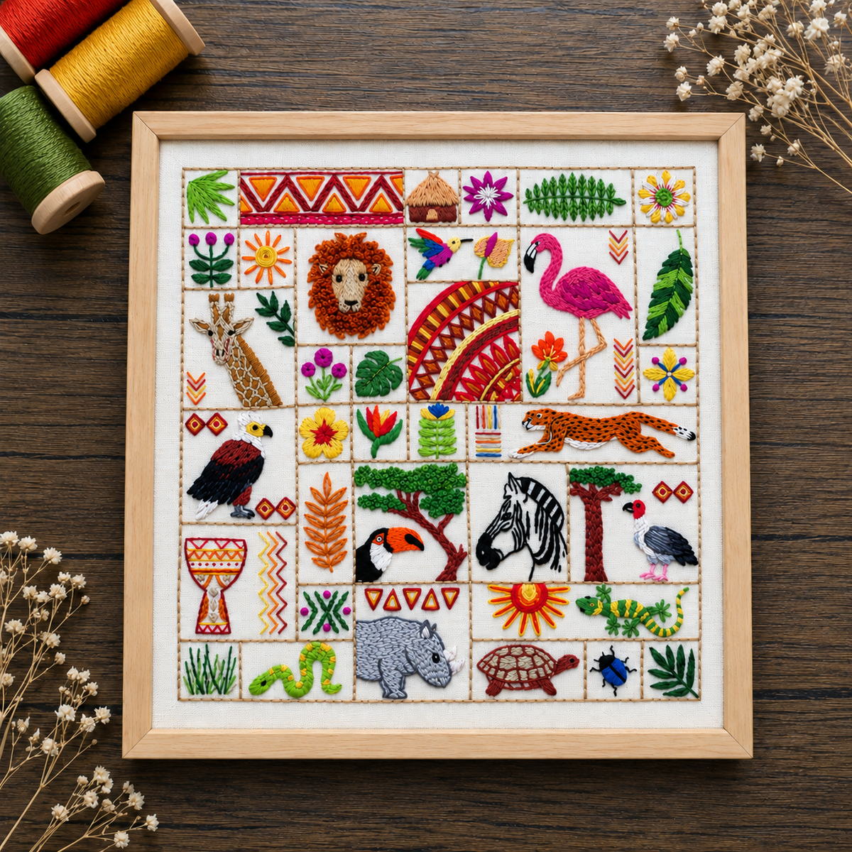 Escape to Africa Pre Printed Hand Embroidery Fabric&nbsp;