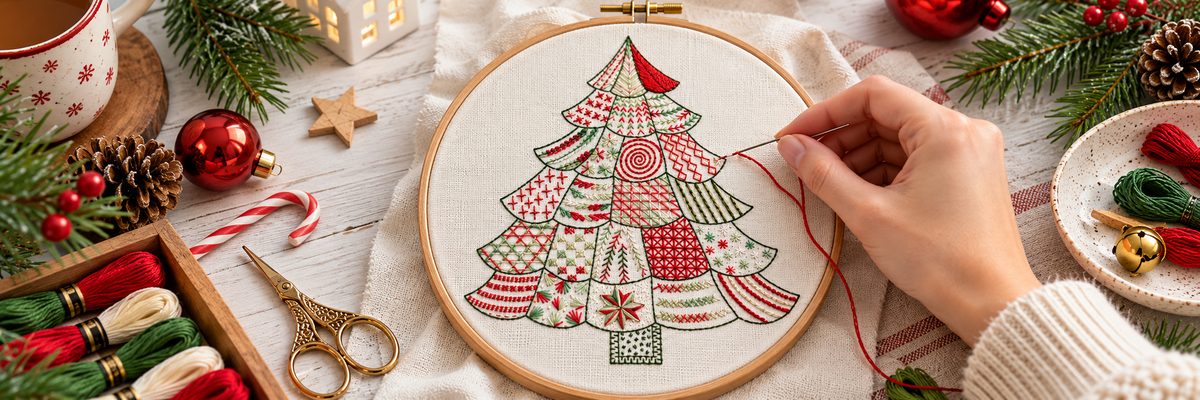 Merry Little Stitches Advent Hand EmbroideryKit, PDF and  Fabric Pattern