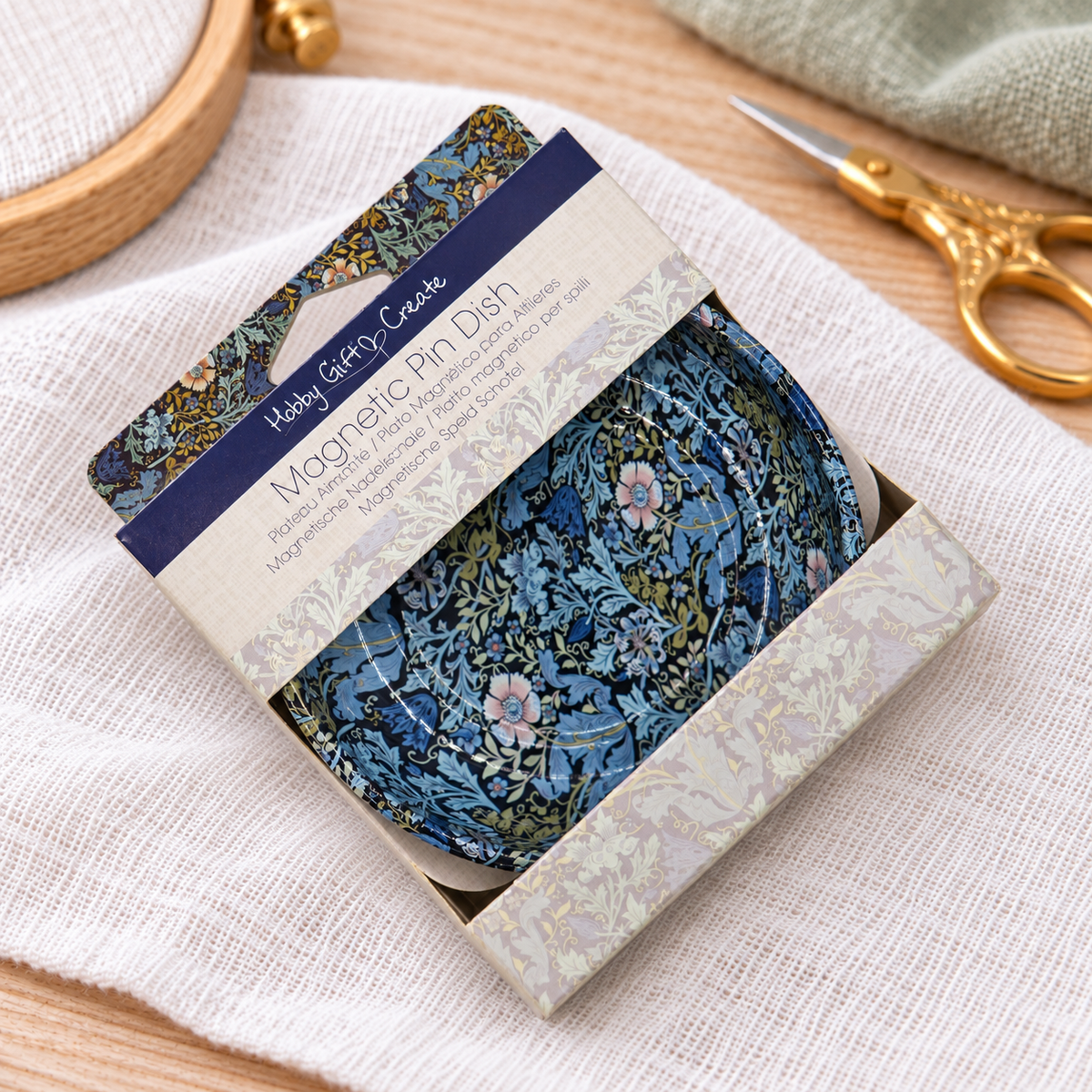 Magnetc Needle Pin Dish, william morris blue style