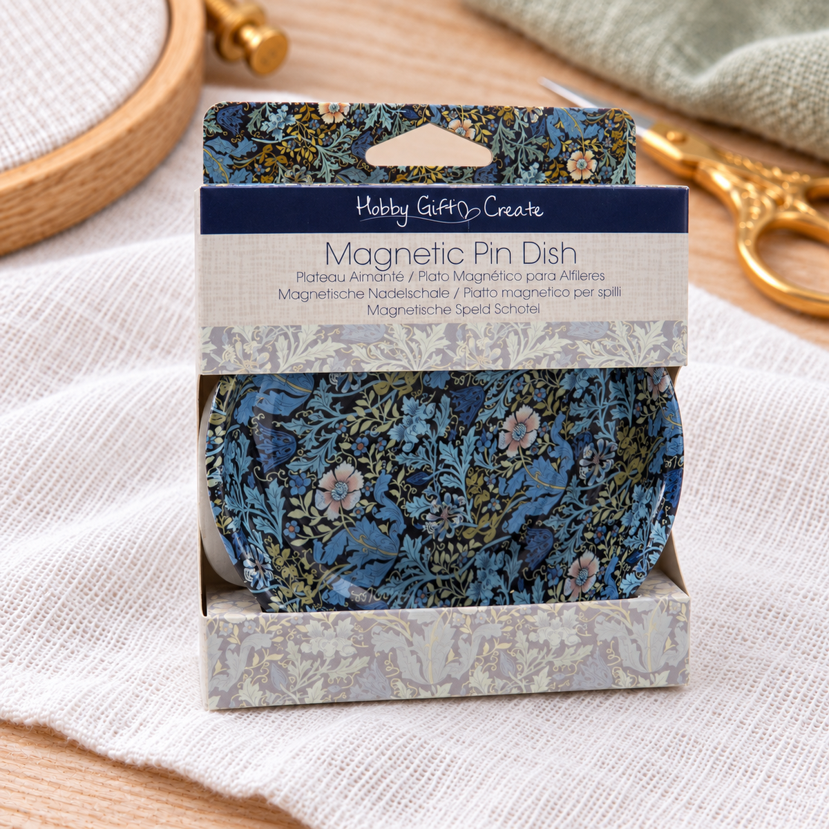 Magnetc Needle Pin Dish, william morris blue style