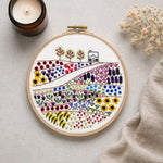 Flower Meadow Cottage Hand Embroidery Beginner Kit

Get lost in all the gorgeous colours and stitches found in the meadows that lead to the Cottage.&nbsp;