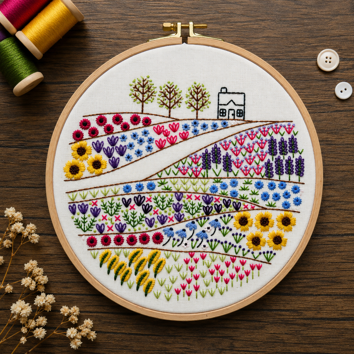 Flower Meadow Hand Embroidery