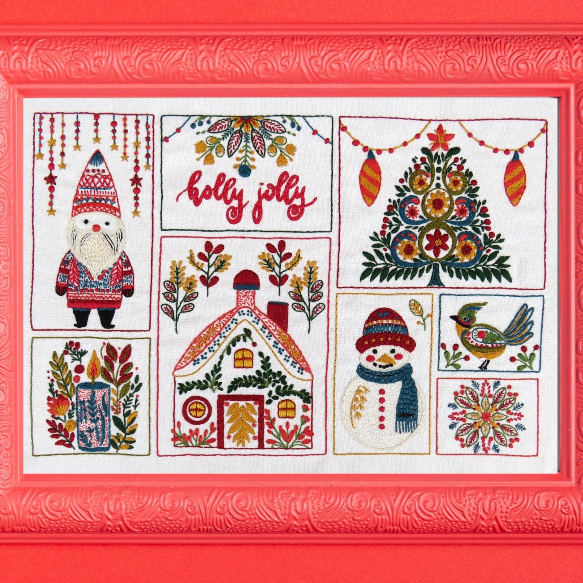 Christmas Folk Printed Fabric Panel