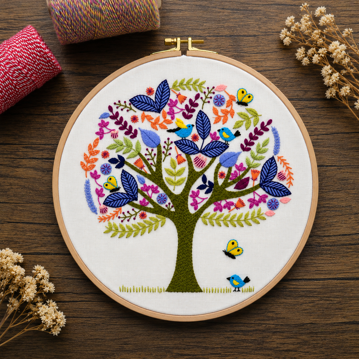 Folk Tree Stitchery Hand Embroidery Pattern