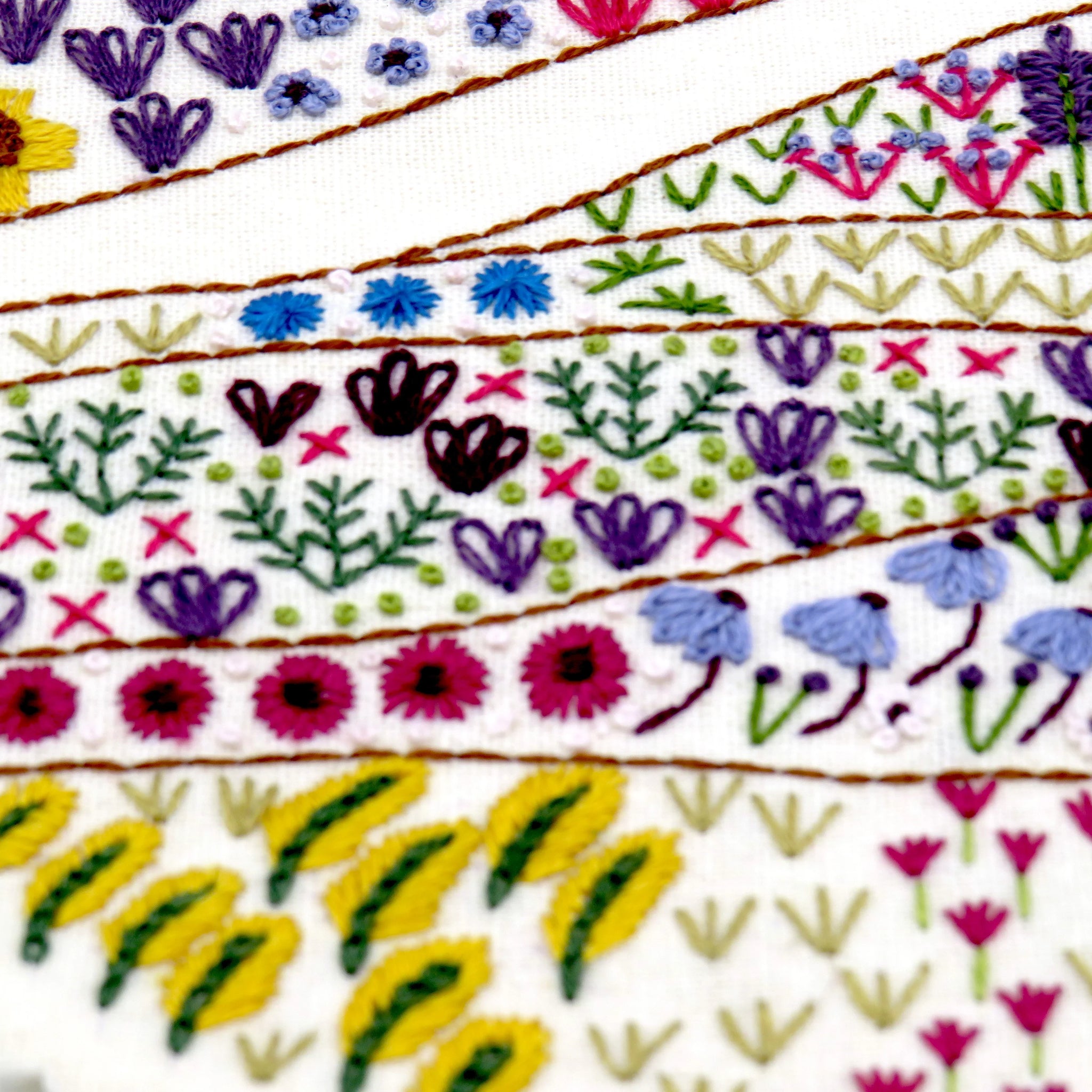Flower Meadow Cottage Hand Embroidery Beginner Kit

Get lost in all the gorgeous colours and stitches found in the meadows that lead to the Cottage.&nbsp;
