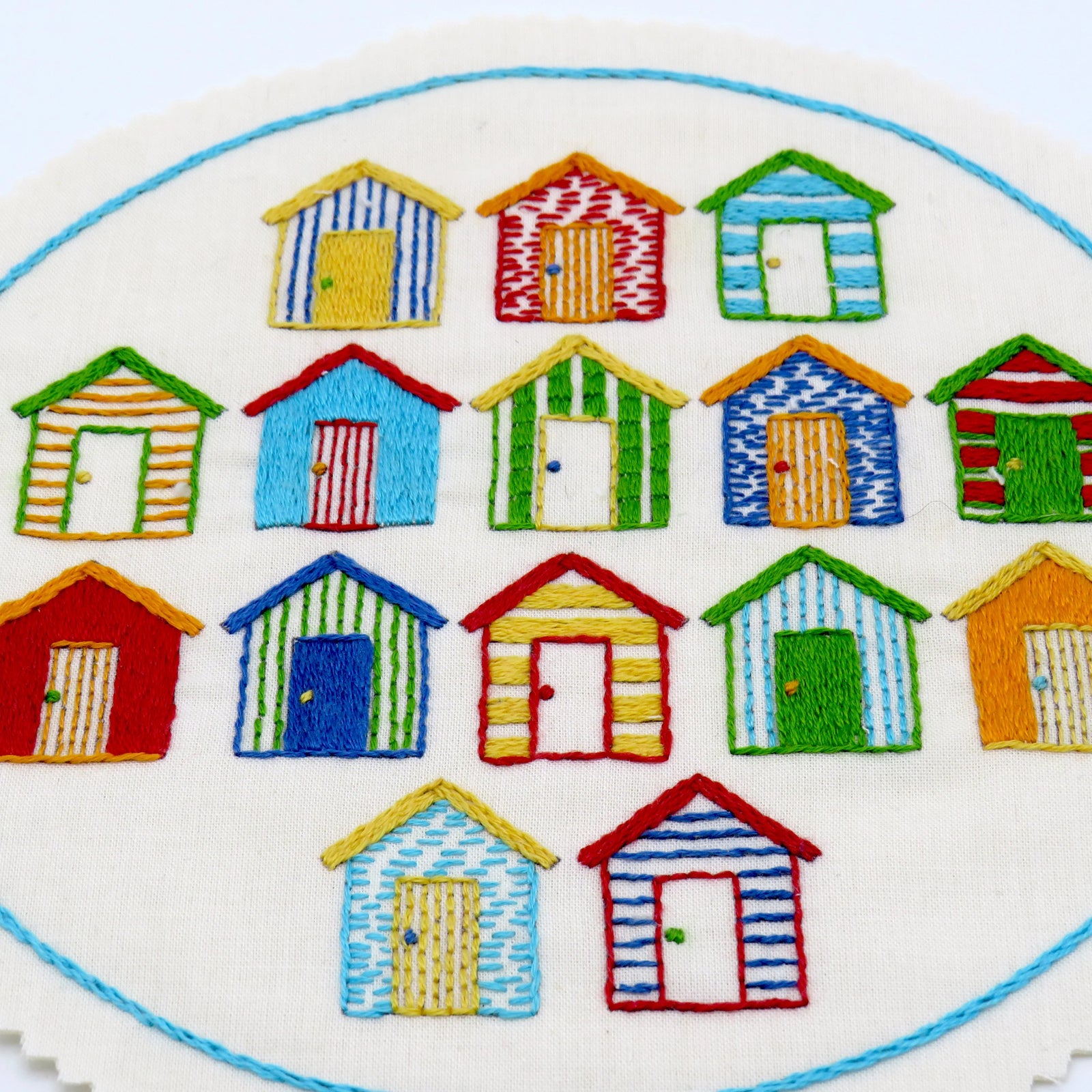 Beach Huts Hand Embroidery PDF Pattern