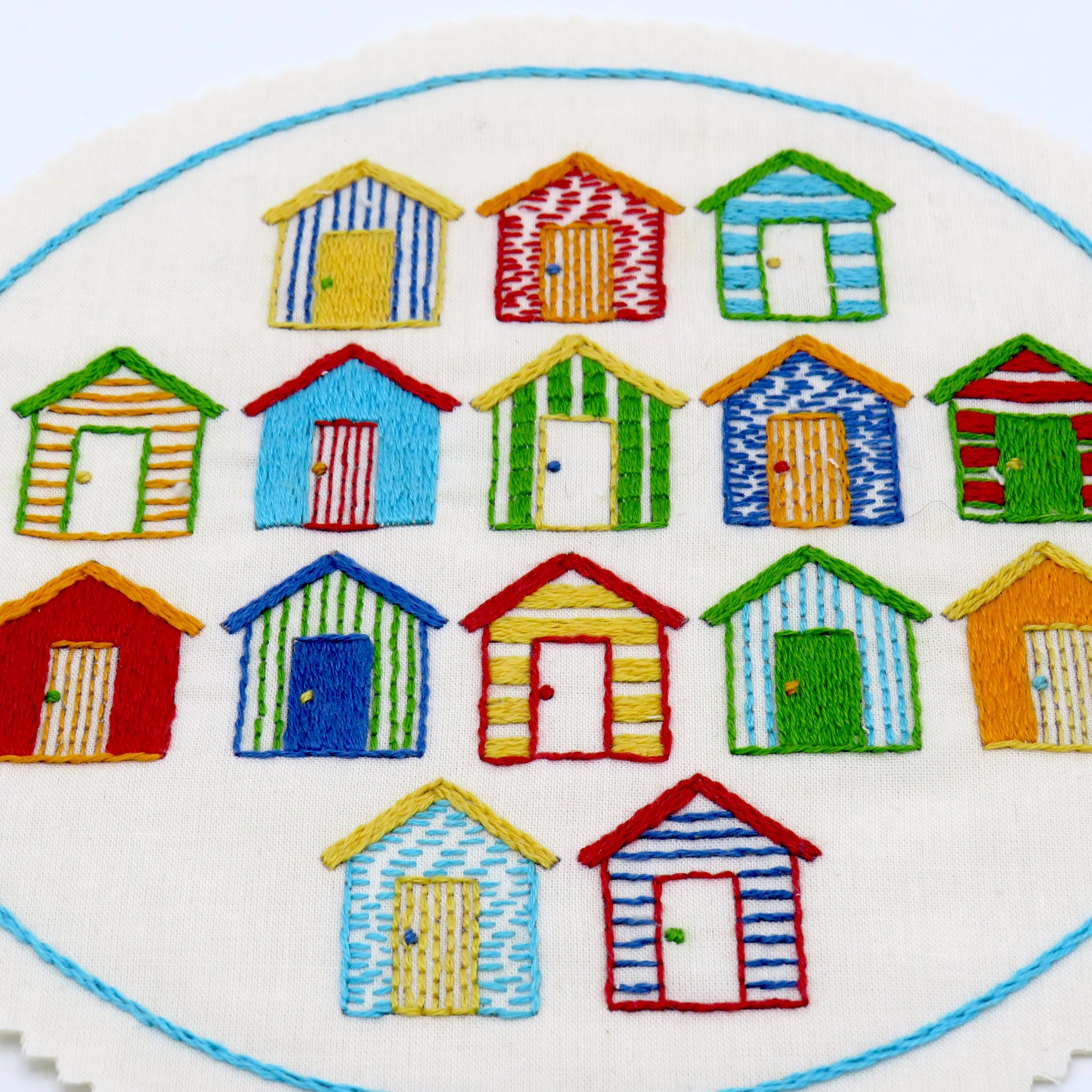 Beach Huts Hand Embroidery PDF Pattern