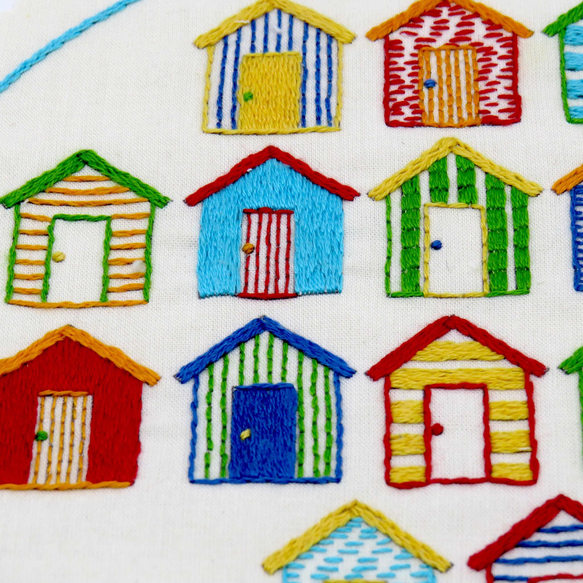 Beach Huts Hand Embroidery PDF Pattern