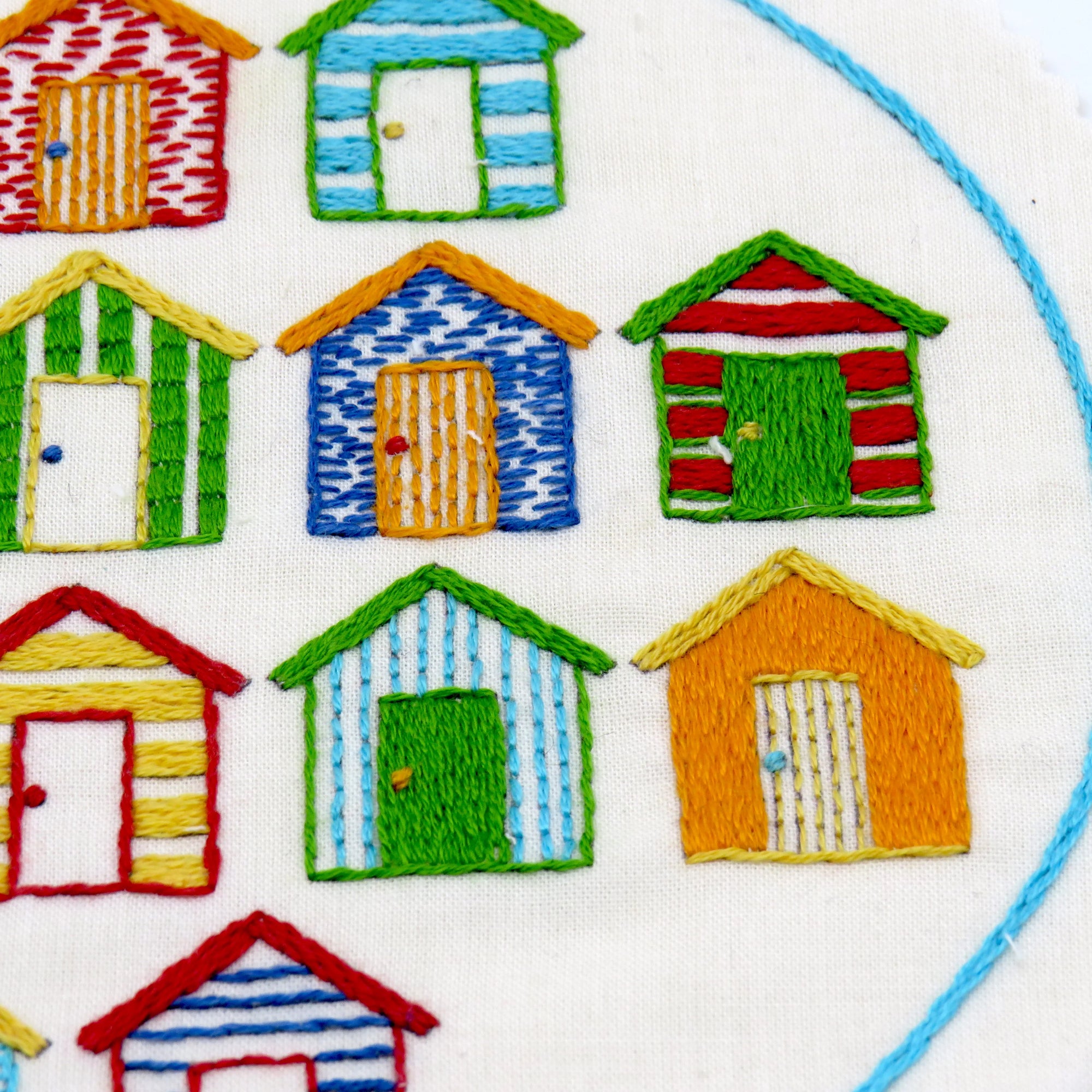 Beach Huts Hand Embroidery PDF Pattern
