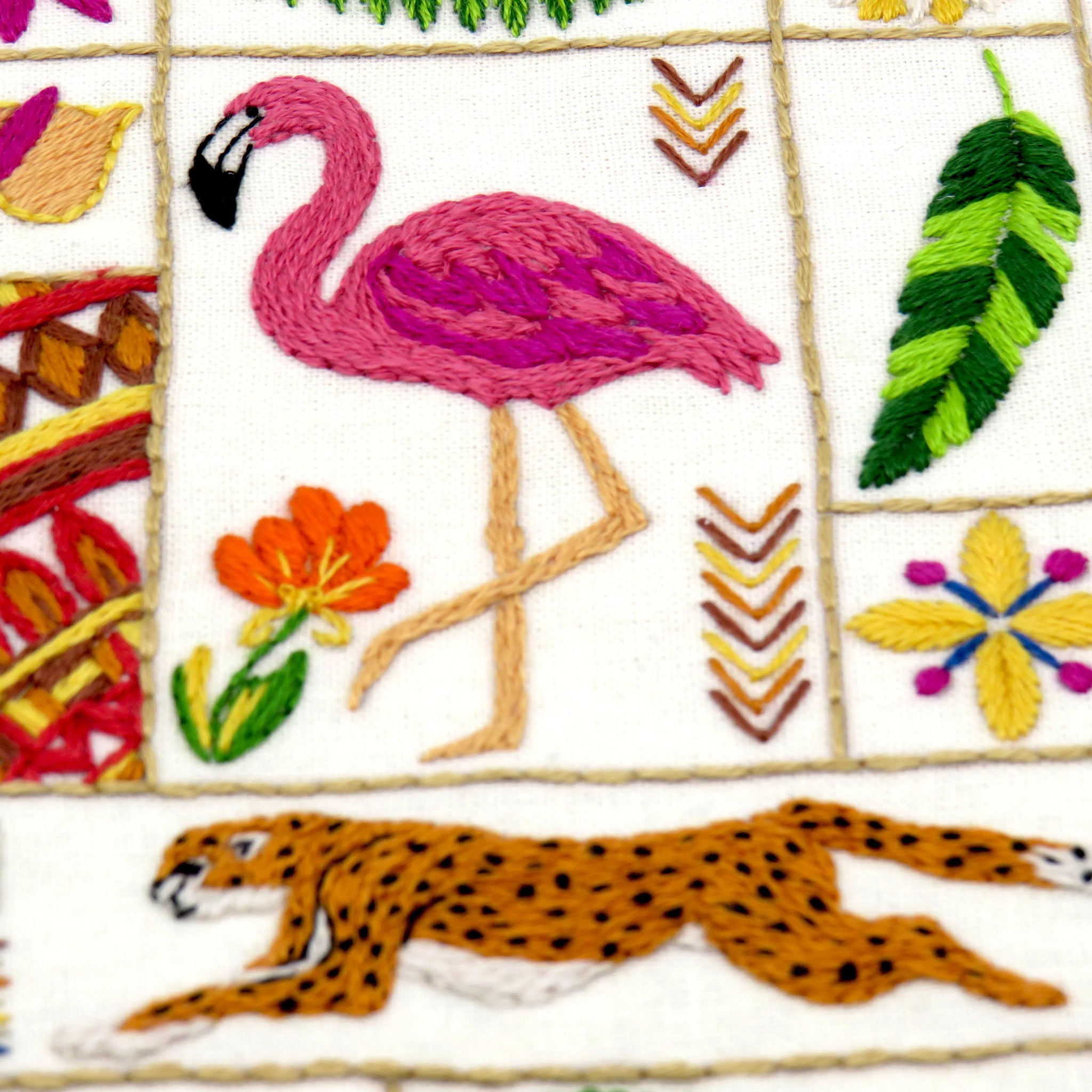 Stitch your way through the flora and fauna of Africa whilst encountering magnificent animals and birds along the way. From the majestic lion to the humble beetle, there are so many discoveries to stitch you will be delighted to see it all come alive in thread.