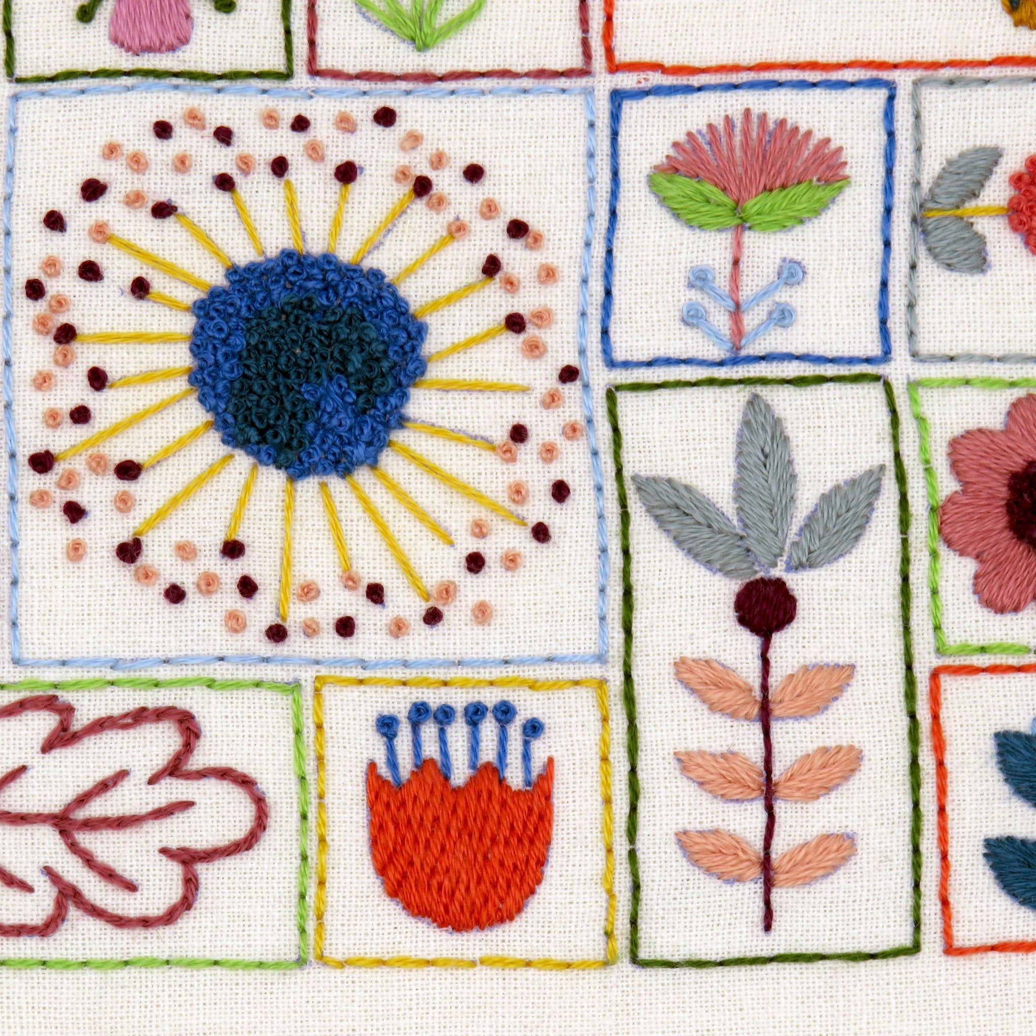 This modern folk flower hand embroidery pattern is an absolute delight to stitch. It incorporates a variety of simple stitches along with lots of colour and inspiration.