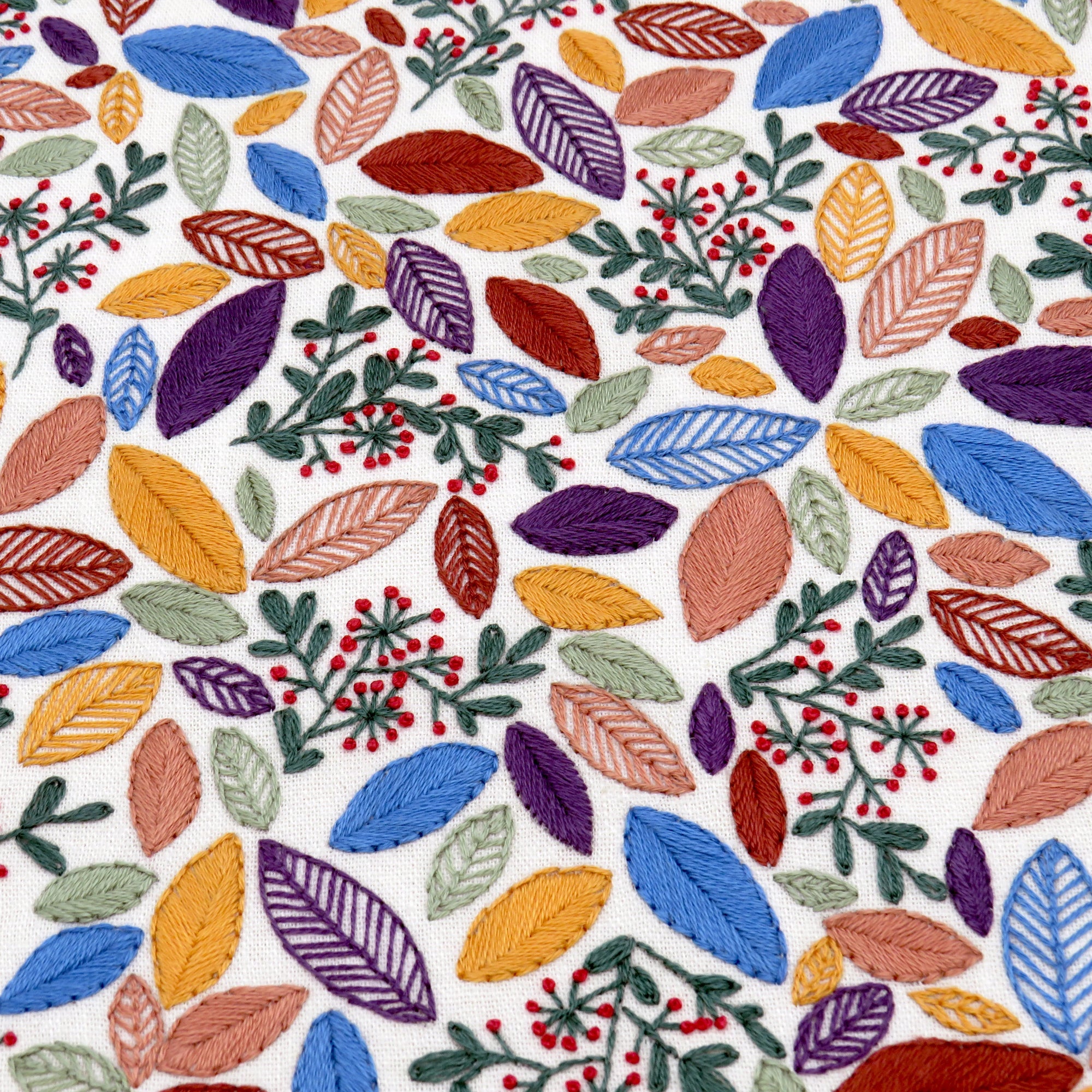 A beautifully simple design with very few stitches - this gorgeous leaf pattern has wonderful wintery colored leaves intermingled within the berries and leaves. This is a delight to stitch and incredibly absorbing. Suitable for beginners through to advanced.