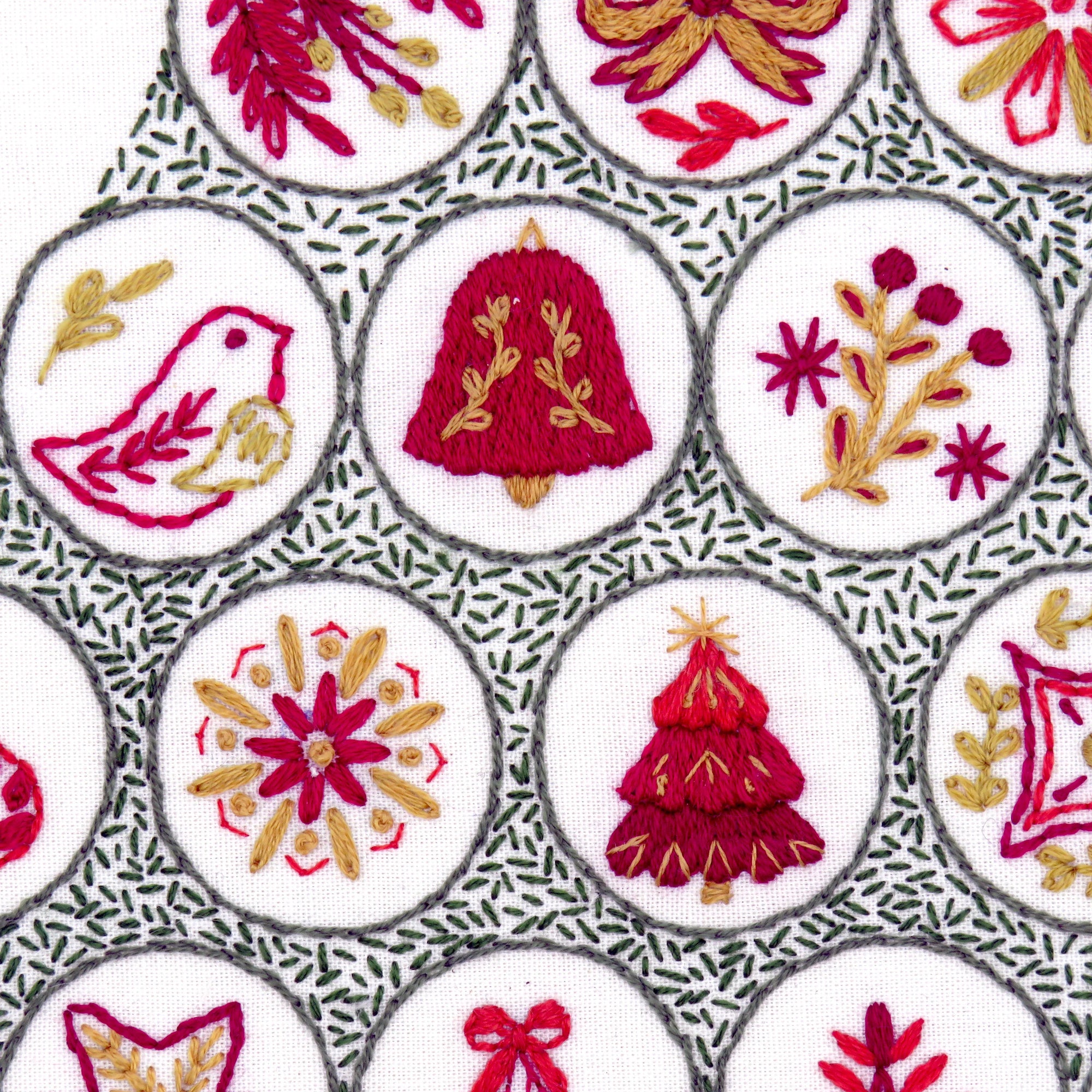 This is the fantastic Advent Calendar design we stitched for Christmas 2022 and it is now available as a full pattern so everyone can stitch a beauitful tree filled with folk decorations.

This design is suitable for beginners as well as the more advanced stitcher to create a fun stitched piece to make your home look special during the Christmas period.