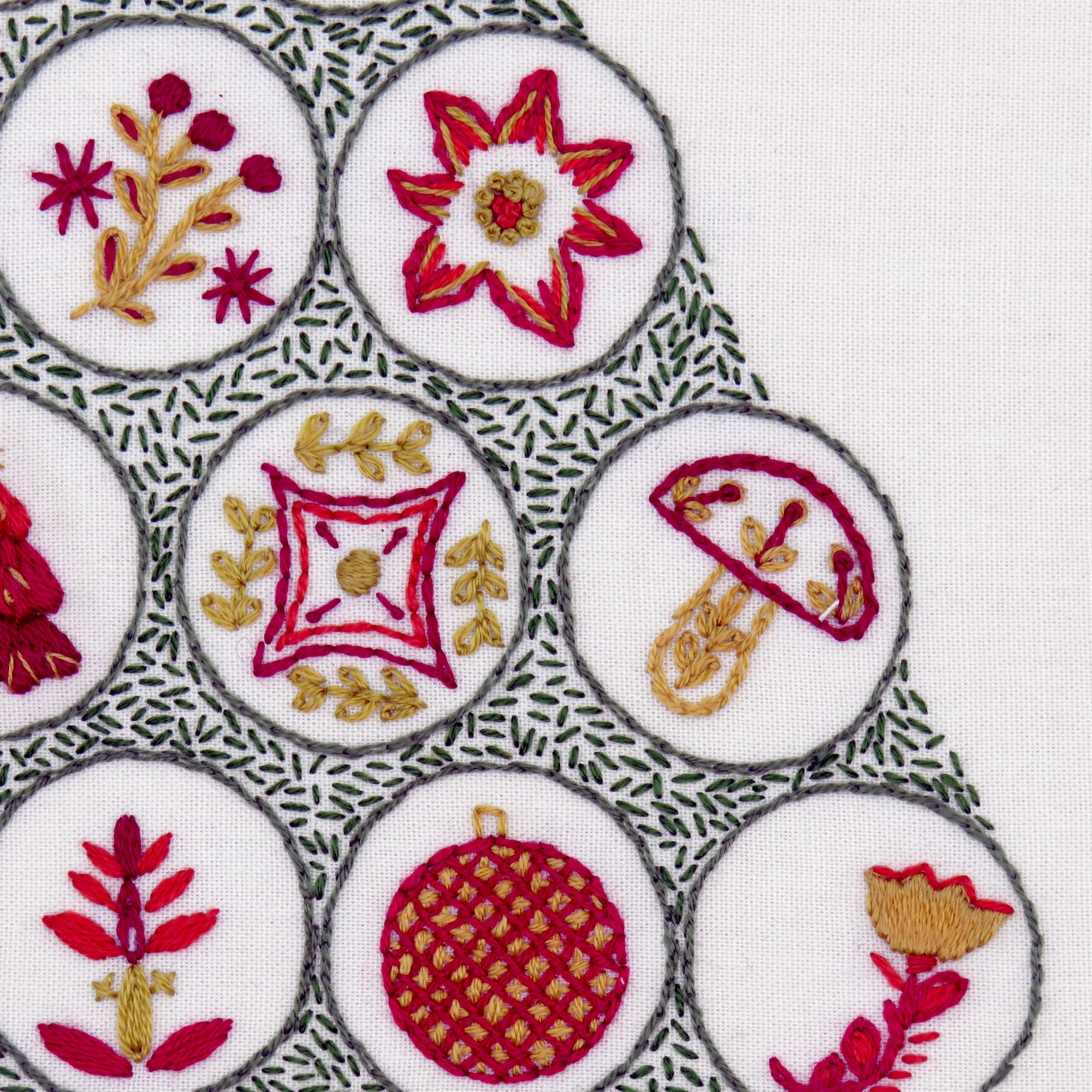 This is the fantastic Advent Calendar design we stitched for Christmas 2022 and it is now available as a full pattern so everyone can stitch a beauitful tree filled with folk decorations.

This design is suitable for beginners as well as the more advanced stitcher to create a fun stitched piece to make your home look special during the Christmas period.