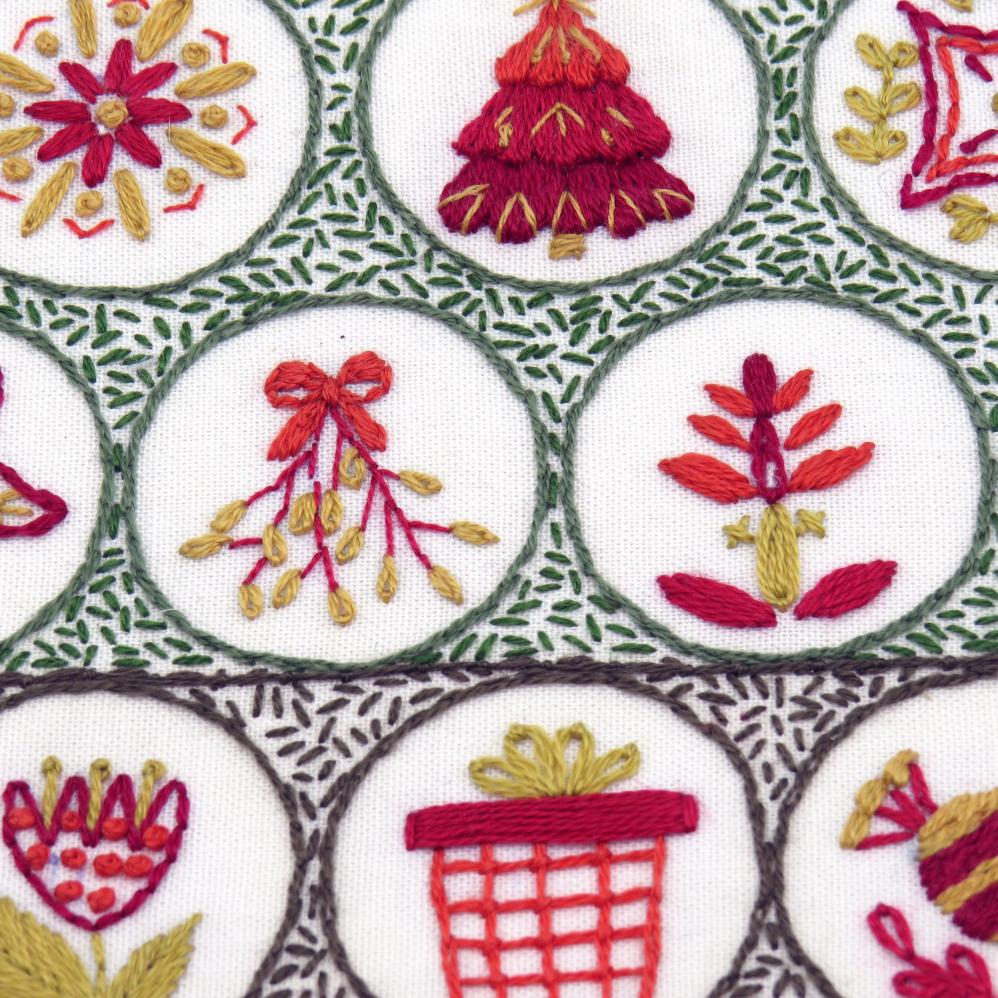 This is the fantastic Advent Calendar design we stitched for Christmas 2022 and it is now available as a full pattern so everyone can stitch a beauitful tree filled with folk decorations.

This design is suitable for beginners as well as the more advanced stitcher to create a fun stitched piece to make your home look special during the Christmas period.