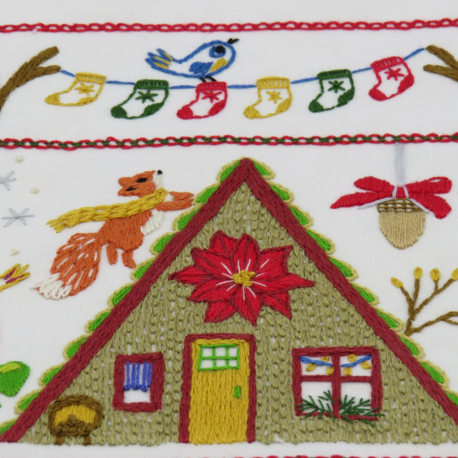 Festive Forest is full of adorable creatures all enjoying the festive season. From the Squirrel jumping over the cabin, the Badger and his friends who can’t wait to have a slice of that cake and not to mention those cute birds dotted around joining in the fun. This design will be so much fun to stitch and can be enjoyed year after year during your Festivities.
