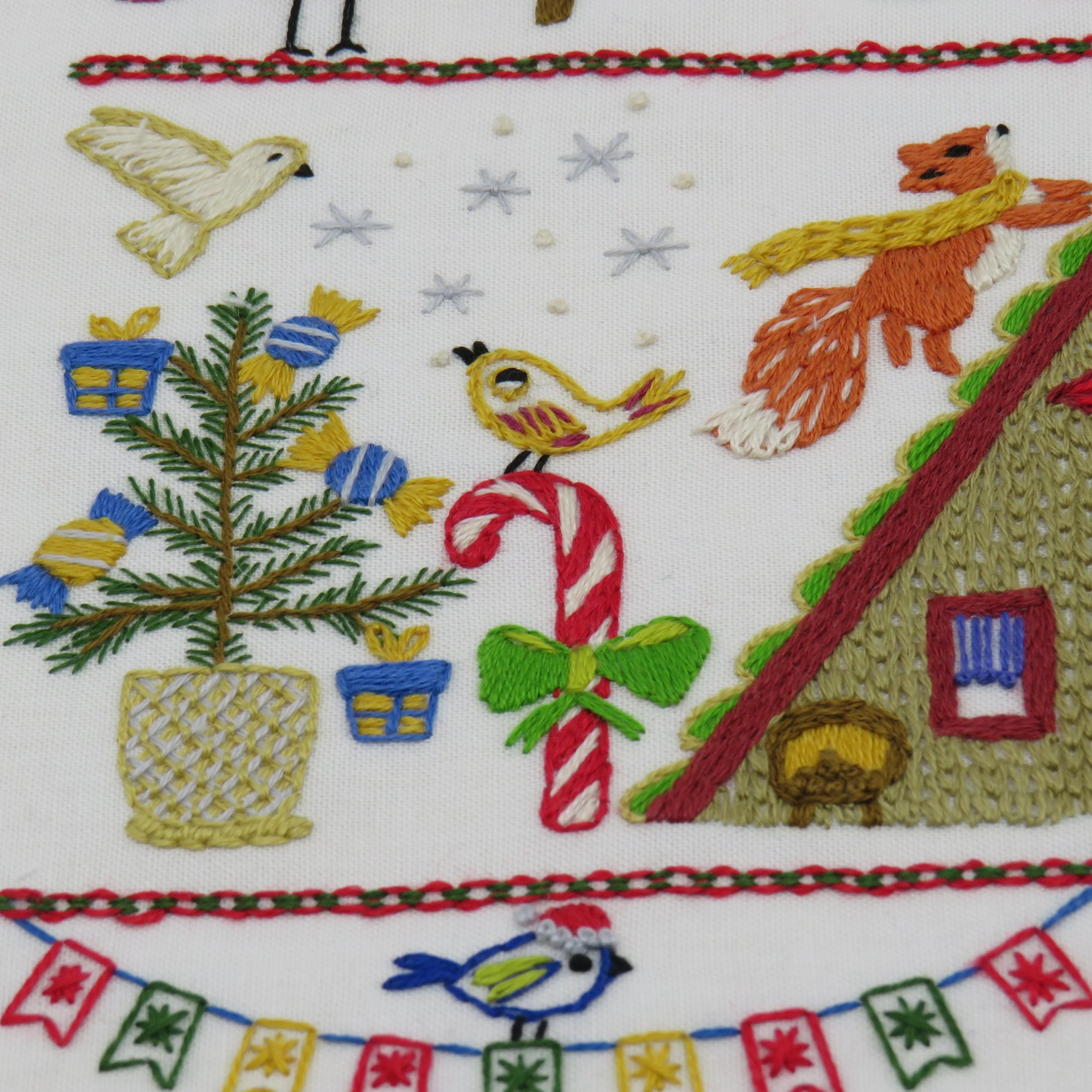Festive Forest is full of adorable creatures all enjoying the festive season. From the Squirrel jumping over the cabin, the Badger and his friends who can’t wait to have a slice of that cake and not to mention those cute birds dotted around joining in the fun. This design will be so much fun to stitch and can be enjoyed year after year during your Festivities.
