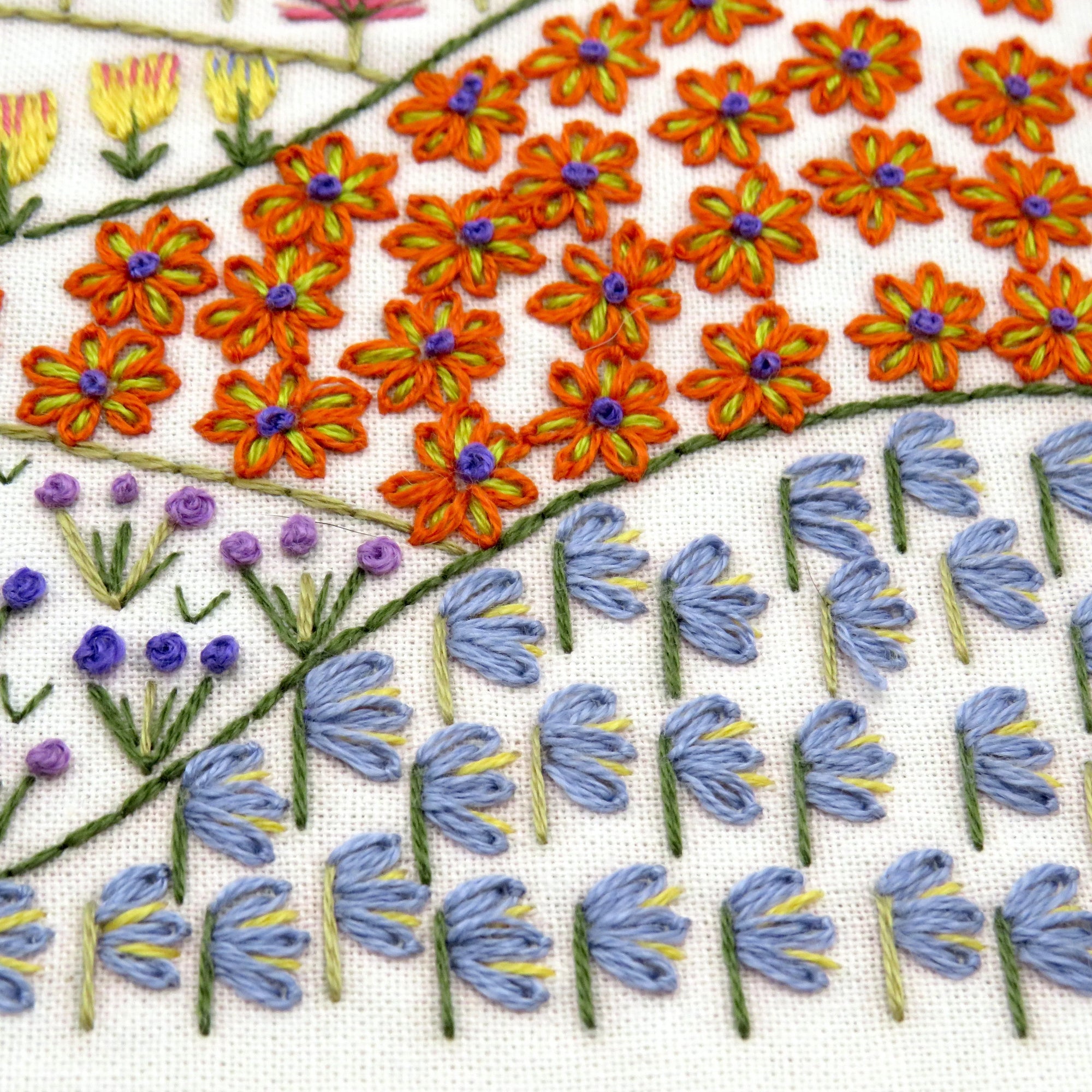 This beautiful meadow is designed for a wonderful mindfulness year long stitching project.&nbsp;There are 12 different areas to stitch and the whole design has 365 flowers - thats one to stitch for every day of the year!&nbsp;