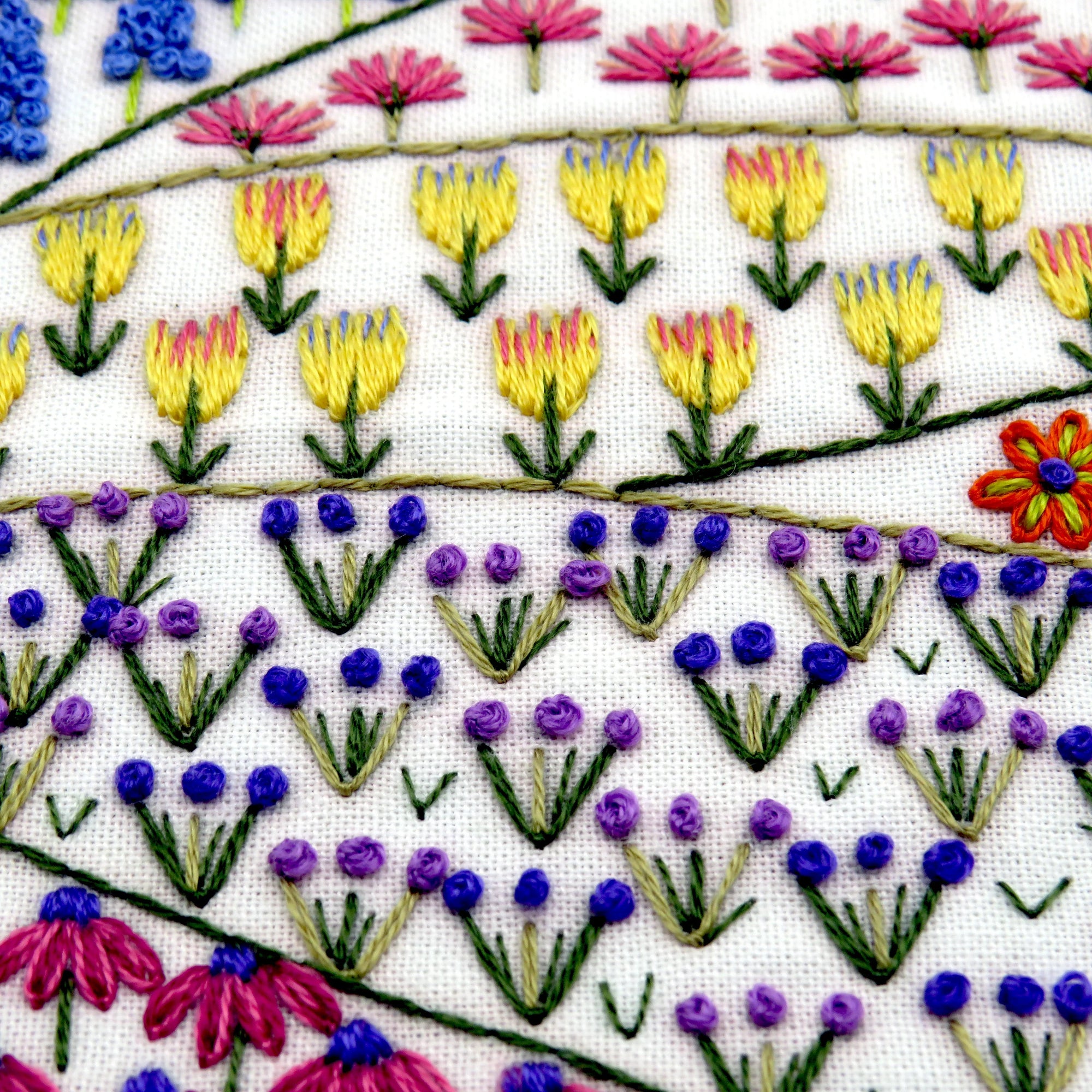 This beautiful meadow is designed for a wonderful mindfulness year long stitching project.&nbsp;There are 12 different areas to stitch and the whole design has 365 flowers - thats one to stitch for every day of the year!&nbsp;