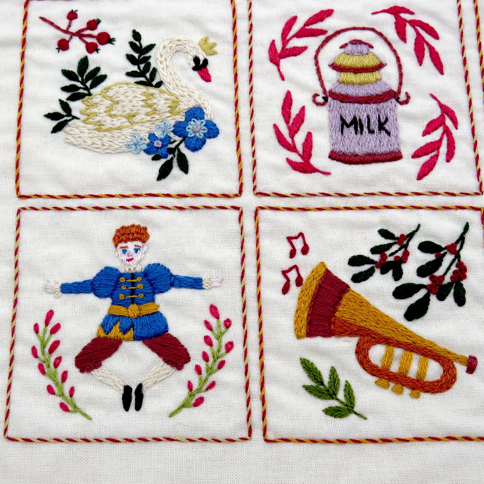 12 days of christmas hand embroidery design