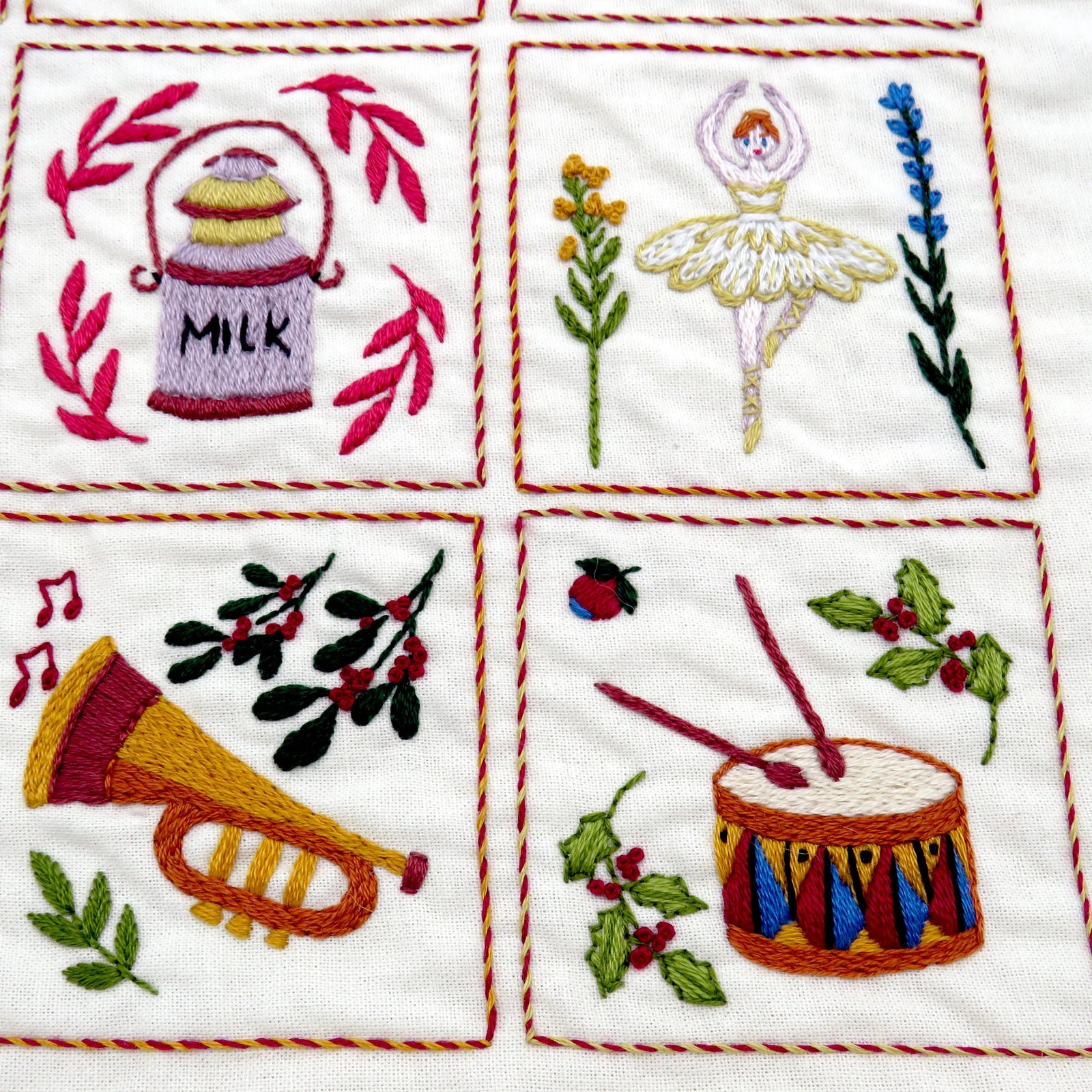 12 days of christmas hand embroidery design