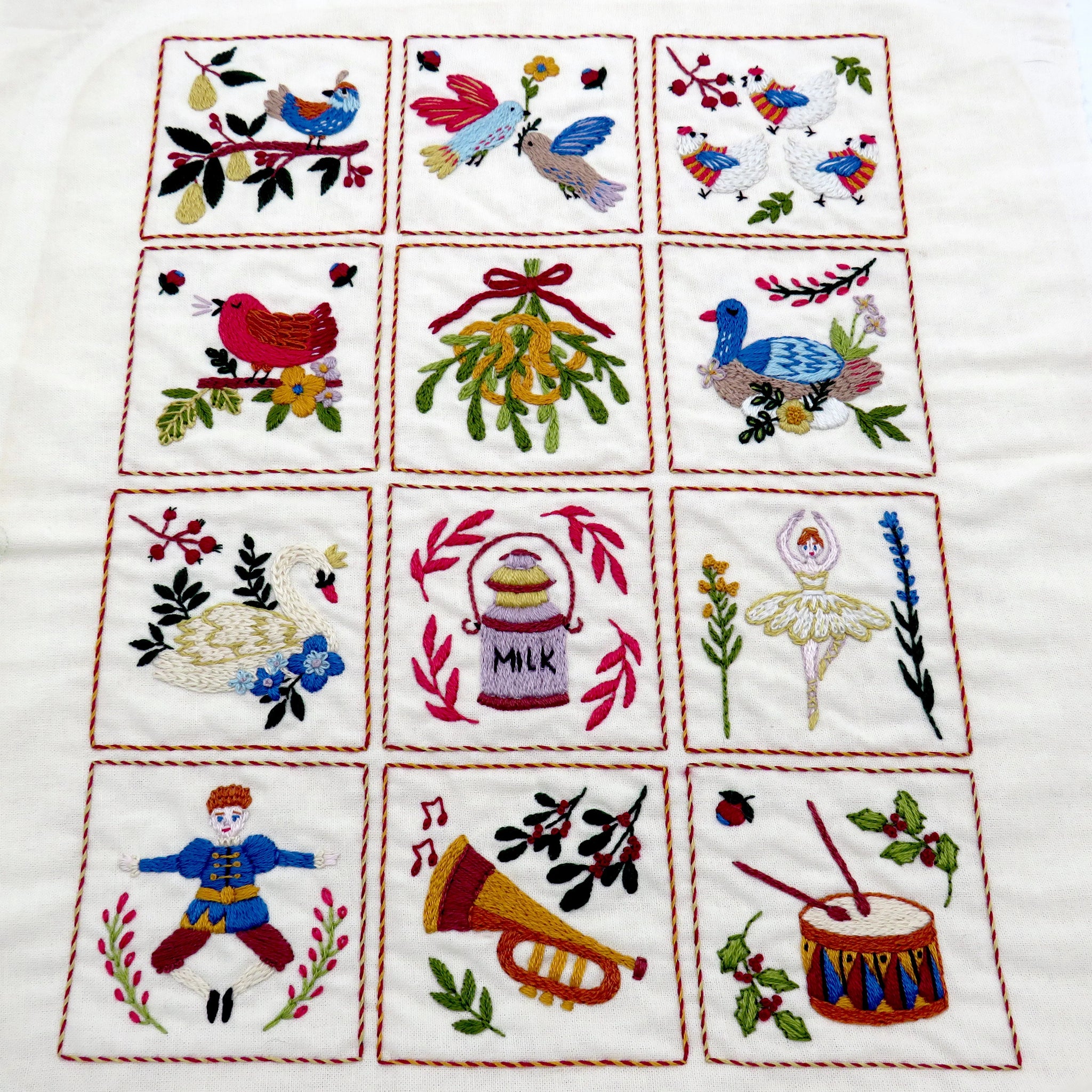 12 days of christmas hand embroidery design